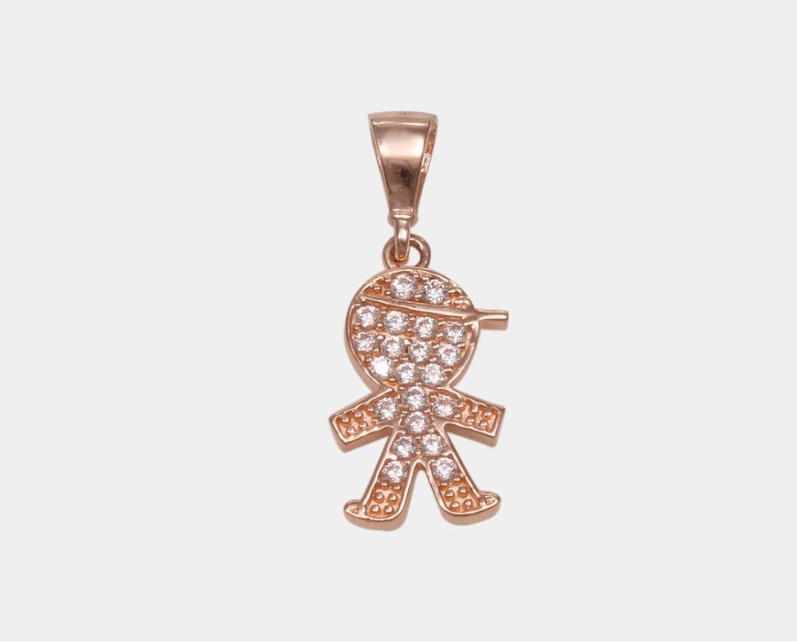 Joyeria Joyeria La Esmeralda Dijes | Dije Nino Con Circonia Oro Rosa 10K D4Xb-636-00564