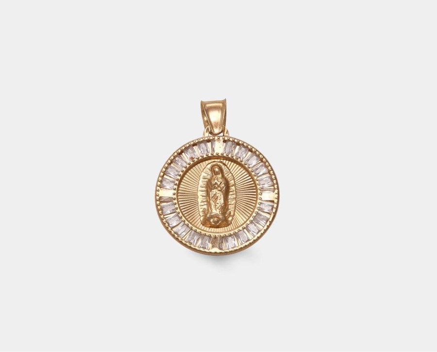 Joyeria Joyeria La Esmeralda Medallas | Medalla Redonda Virgen De Guadalupe Zirconia My5B-Mvgp-A