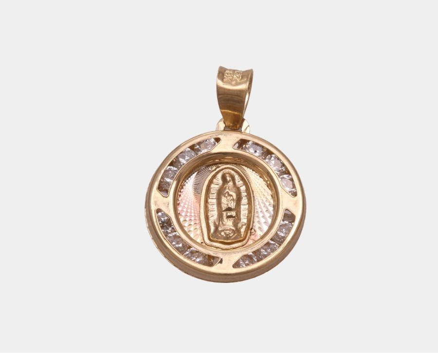 Joyeria Joyeria La Esmeralda Medallas | Medalla Redonda Virgen De Guadalupe Zirconia My5B-Mrvgpz