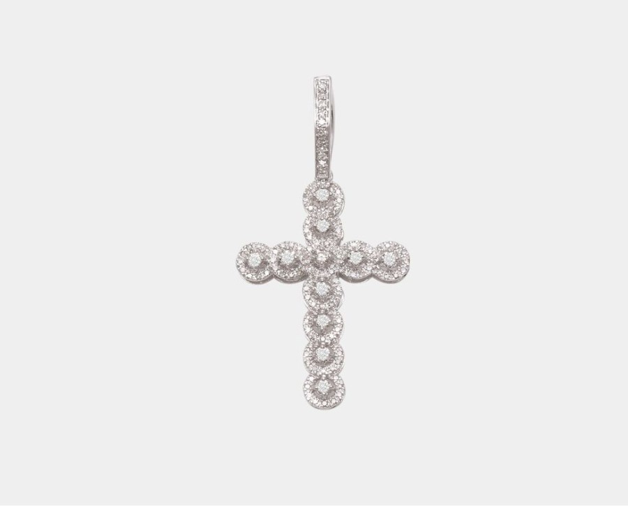 Joyeria Joyeria La Esmeralda Cruces Y Cristos | Cruz Para Caballero Oro Blanco Con Diamantes