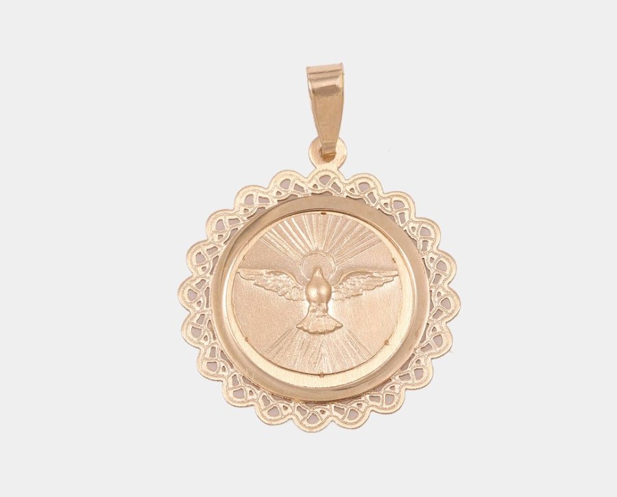 Joyeria Joyeria La Esmeralda Medallas | Medalla Redonda Espiritu Santo 14K M4Xc-000-08447