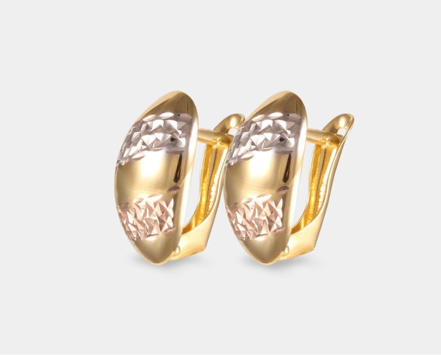 Joyeria Joyeria La Esmeralda Aretes | Aretes Oro Florentino 10K Diseno Oval F5Nb-X3Dcnse408628/9-Tc-G