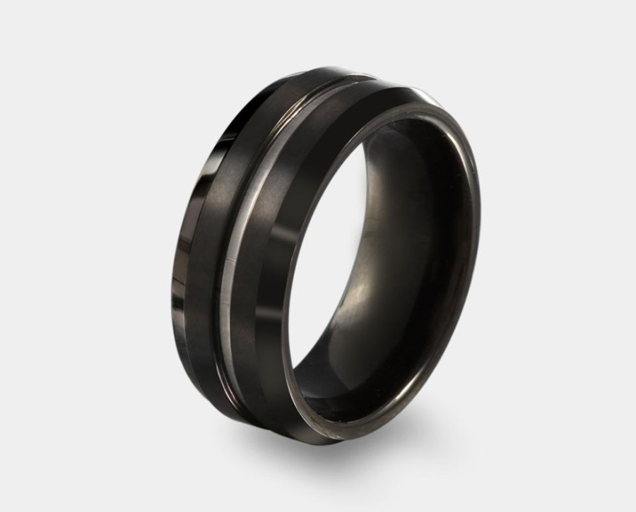 Bodas Y Argollas Joyeria La Esmeralda | Argolla De Matrimonio De Tungsteno Negro K3Fw-Rtn425