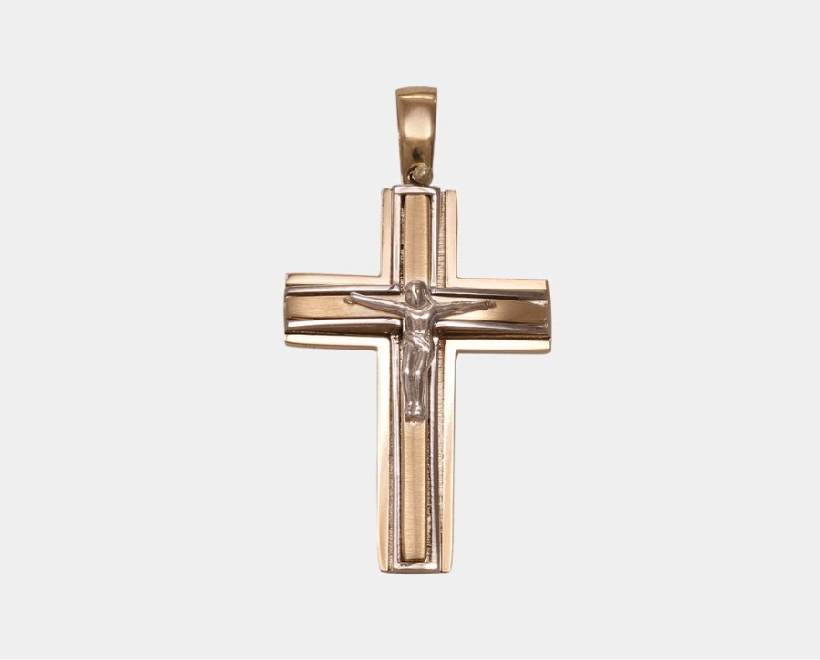 Joyeria Joyeria La Esmeralda Joyas Para Hombre | Cruz Con Cristo Oro Combinado 14K N4Xc-699-00086