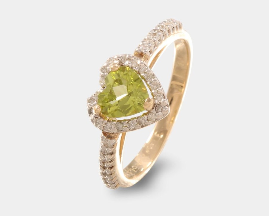 Joyeria Joyeria La Esmeralda Anillos Para Dama | Anillo Diseno Corazon Con Peridoto Y Diamantes