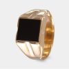 Joyeria Joyeria La Esmeralda Anillos Para Hombre | Anillo De Caballero Cuadrado Con Ceramica Negra A5Nb-Cvgr0036