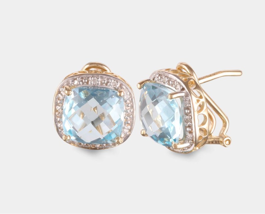 Joyeria Joyeria La Esmeralda Aretes | Aretes Con Topacio Azul Y Diamantes