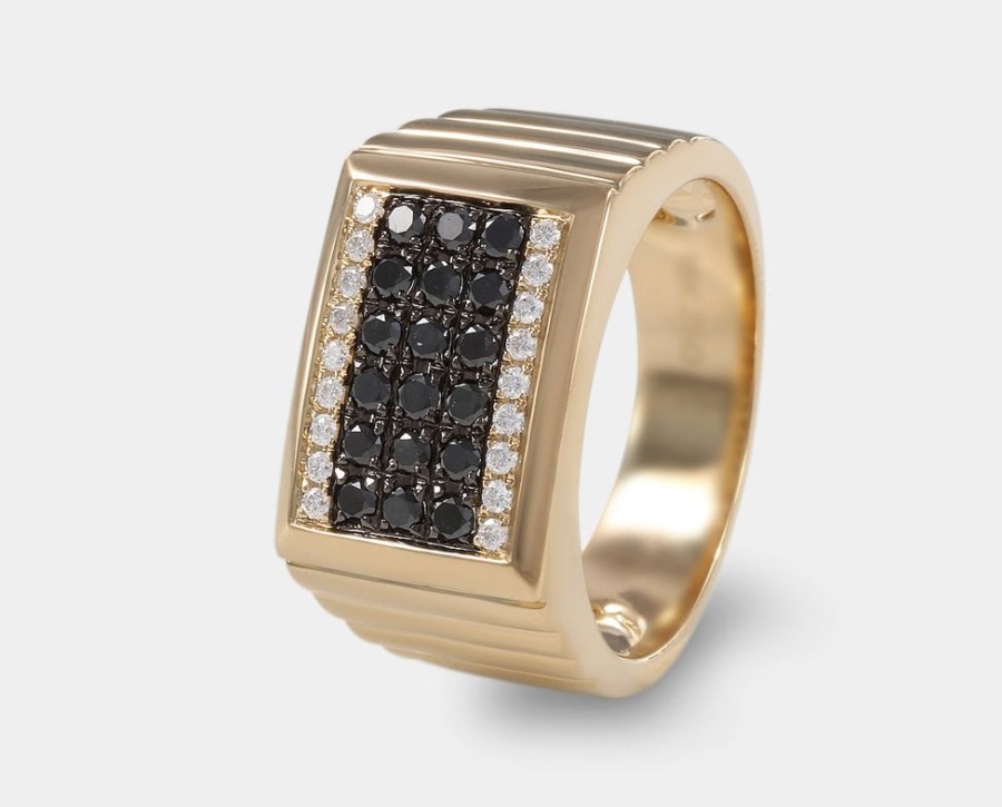 Joyeria Joyeria La Esmeralda Anillos Para Hombre | Anillo De Caballero Con Diamante Negro A48D-Mr17529A