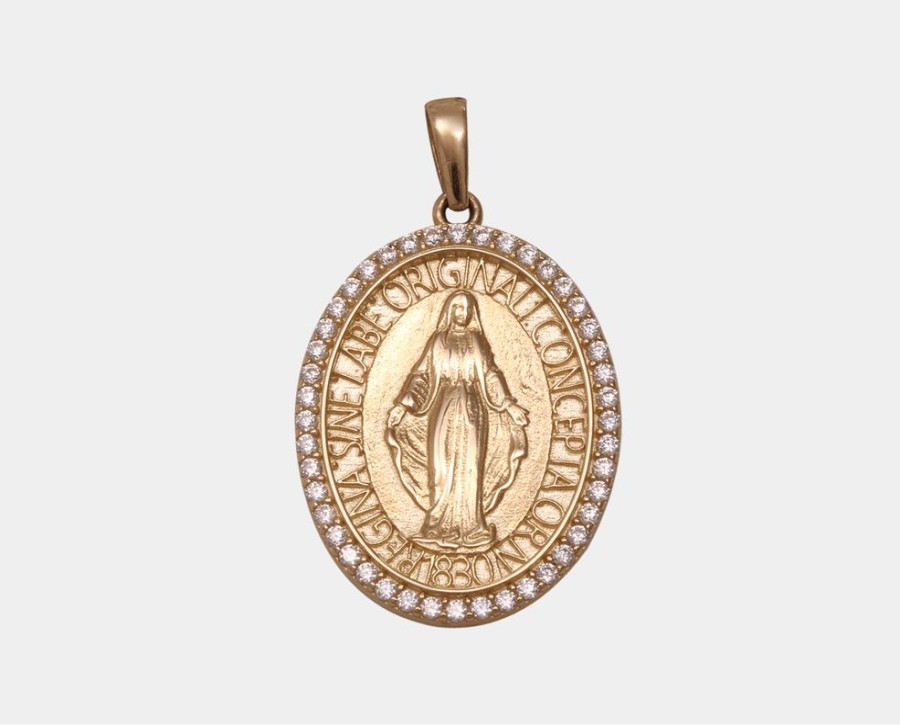 Joyeria Joyeria La Esmeralda Medallas | Medalla Oval Virgen Milagrosa Mr3B-Dgpc