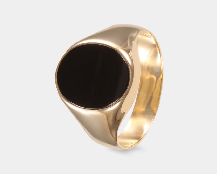 Joyeria Joyeria La Esmeralda Joyas Para Hombre | Anillo Oro Amarillo 10K Con Ceramica Negra A5Nb-I4Cvgr0522-L