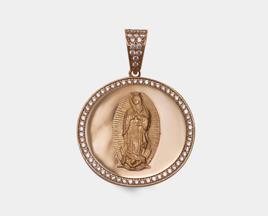 Joyeria Joyeria La Esmeralda Joyas Para Hombre | Medalla Redonda Virgen De Guadalupe 14K M4Xc-000-09182