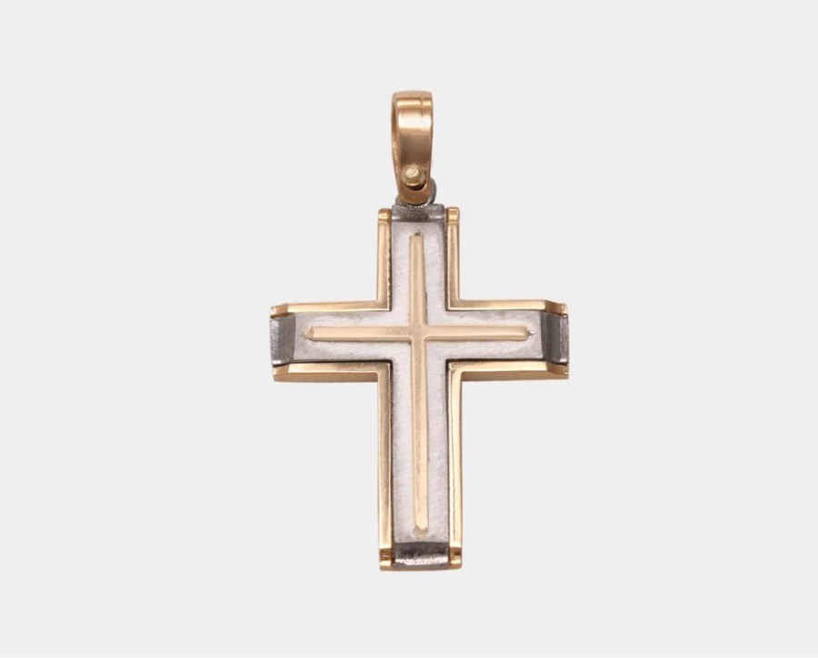 Joyeria Joyeria La Esmeralda Cruces Y Cristos | Cruz Oro Combinado 14K N4Xc-699-00068