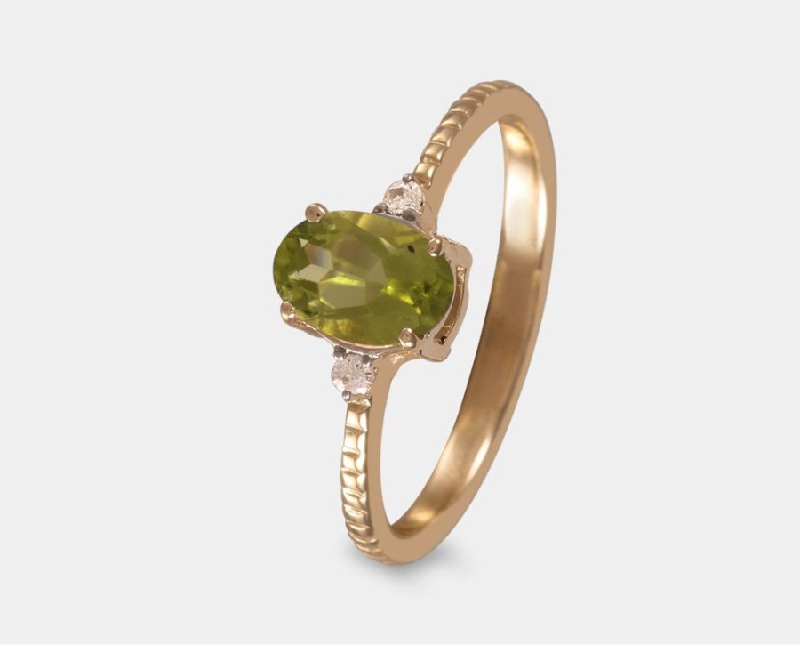 Anillos De Compromiso Joyeria La Esmeralda | Anillo Con Peridoto (Agosto) Y Diamantes