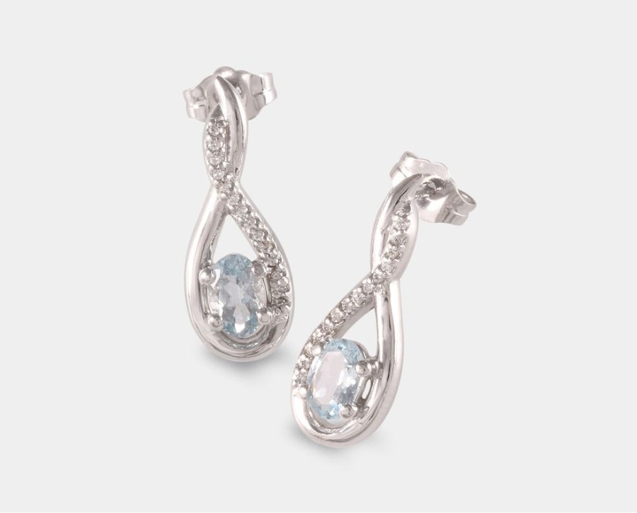 Joyeria Joyeria La Esmeralda Aretes | Aretes Con Aguamarina Y Diamantes