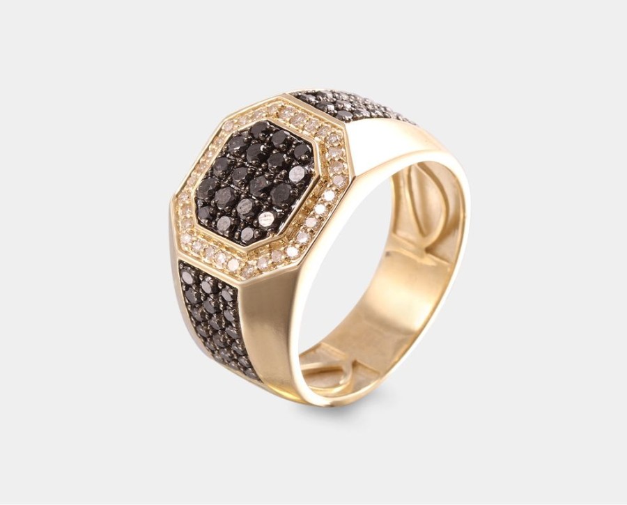 Joyeria Joyeria La Esmeralda Joyas Para Hombre | Anillo De Caballero Con Diamante Negro A3Ob-170907