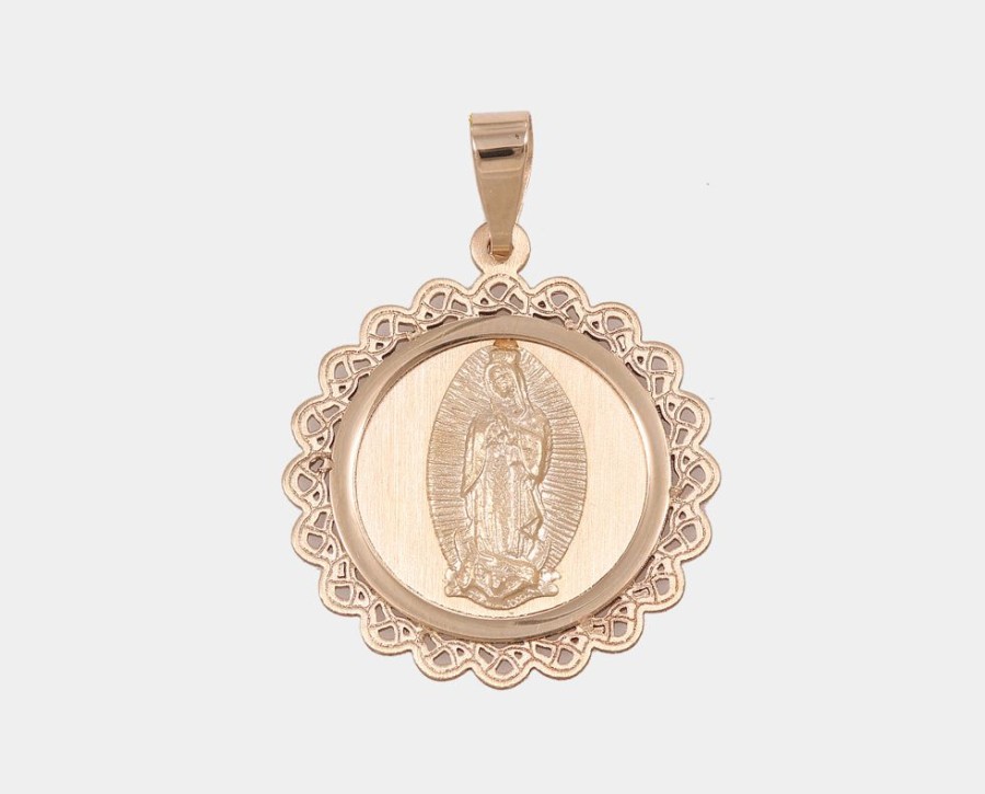 Joyeria Joyeria La Esmeralda Medallas | Medalla Redonda Virgen De Guadalupe 14K M4Xc-000-08447