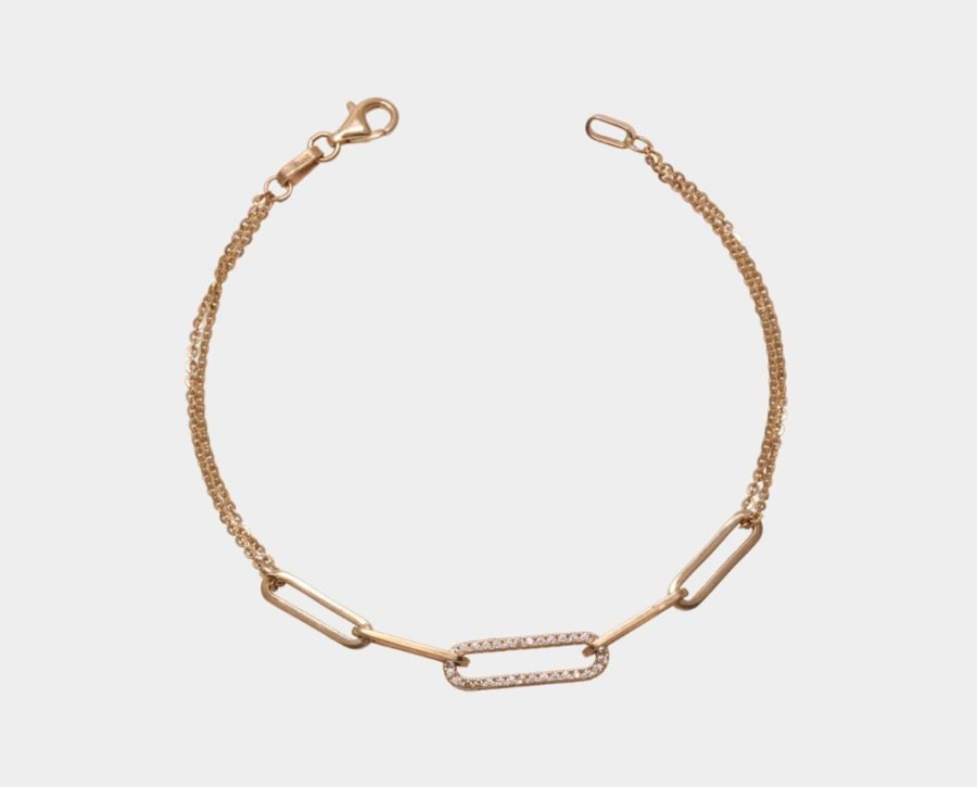 Joyeria Joyeria La Esmeralda Brazaletes Y Esclavas | Pulsera Para Dama Oro Amarillo 14K Eslabon Zirconias