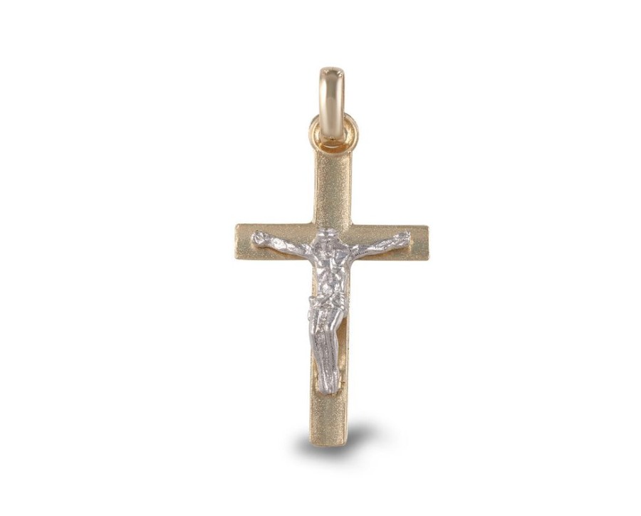 Joyeria Joyeria La Esmeralda Cruces Y Cristos | Cruz Con Cristo Oro Combinado 14K N4Xc-Oabtblisa