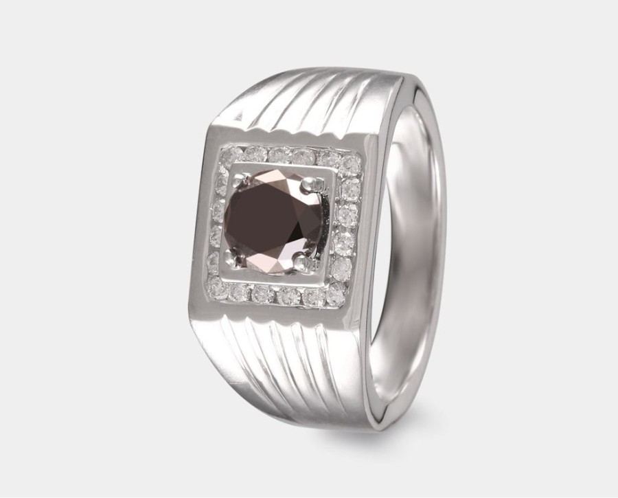 Joyeria Joyeria La Esmeralda Anillos Para Hombre | Promocion! Anillo De Caballero Con Diamante Negro Y Diamantes