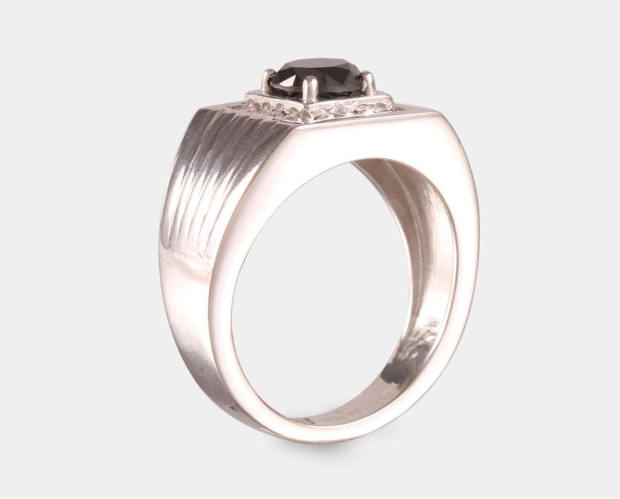 Joyeria Joyeria La Esmeralda Anillos Para Hombre | Promocion! Anillo De Caballero Con Diamante Negro Y Diamantes