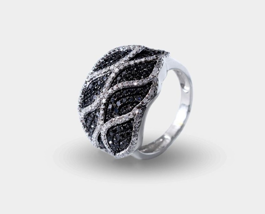 Joyeria Joyeria La Esmeralda Anillos Para Dama | Anillo Oro Blanco Con Diamante Negro A3Ob-Rwza2075