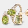 Joyeria Joyeria La Esmeralda Juegos | Juego Anillo Y Aretes Con Peridoto Y Diamantes