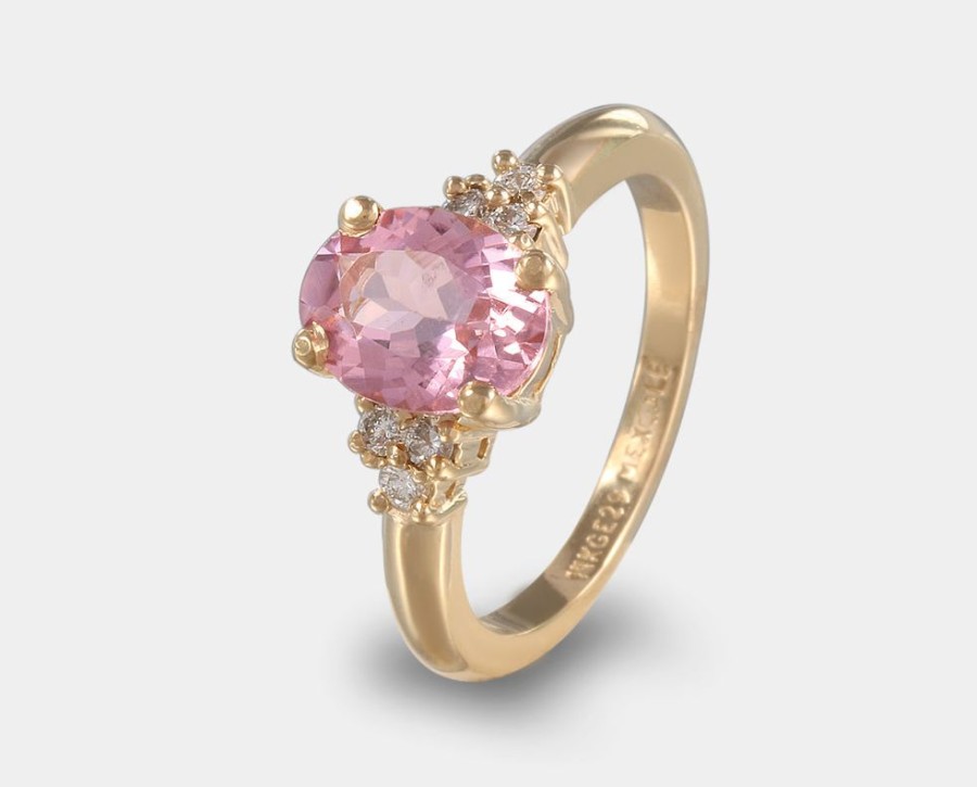 Anillos De Compromiso Joyeria La Esmeralda | Anillo Con Turmalina Rosa Y Diamantes