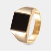 Joyeria Joyeria La Esmeralda Anillos Para Hombre | Anillo Oro Amarillo 10K Con Ceramica Negra A5Nb-I3Cvgr0095