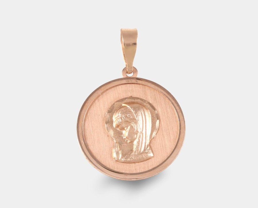 Joyeria Joyeria La Esmeralda Medallas | Medalla Redonda Madonna Oro Rosa M4Xc-000.06765