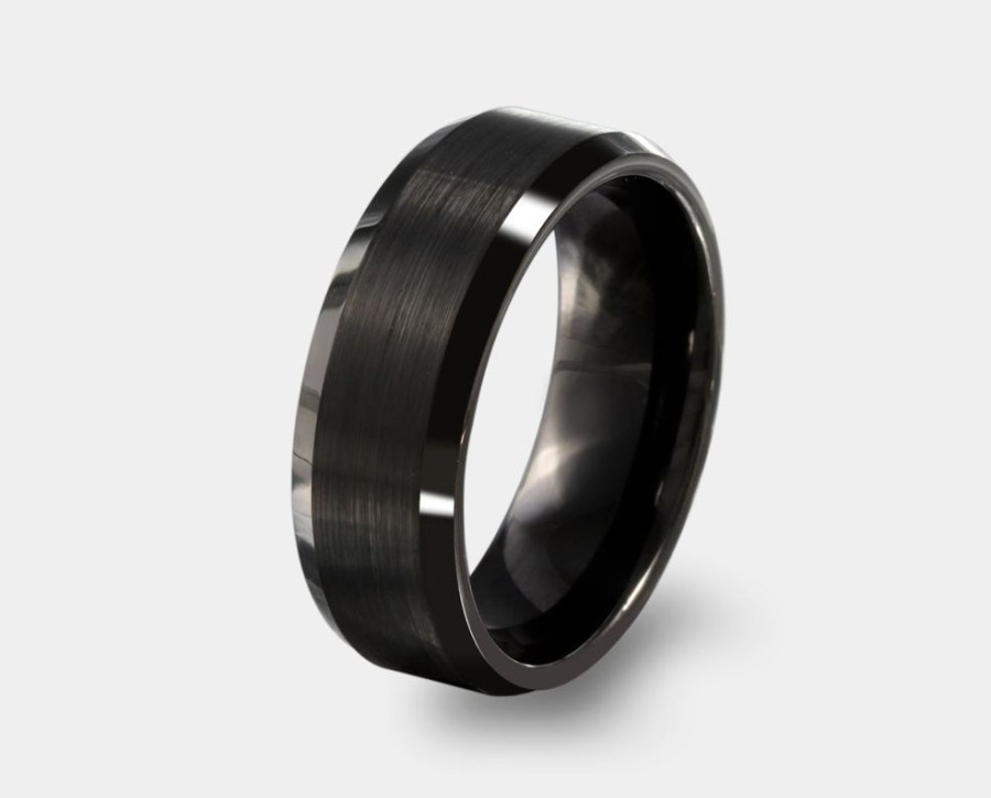 Bodas Y Argollas Joyeria La Esmeralda | Argolla De Matrimonio De Tungsteno Negro K3Fw-Rtn508