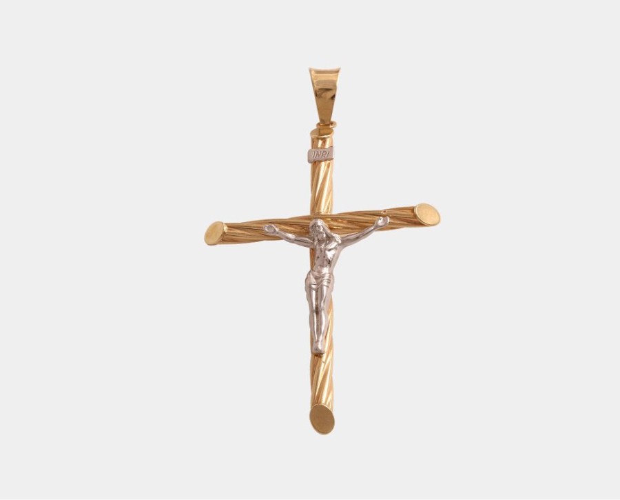 Joyeria Joyeria La Esmeralda Cruces Y Cristos | Cruz Con Cristo Oro Combinado14K Np7C-0730