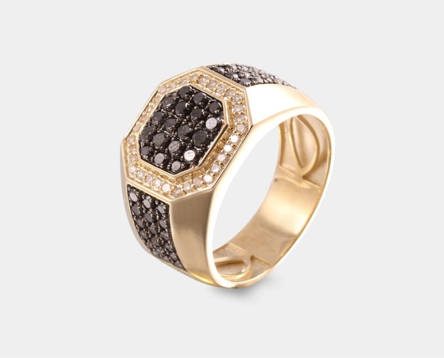 Joyeria Joyeria La Esmeralda Anillos Para Hombre | Anillo De Caballero Con Diamante Negro A3Ob-170907