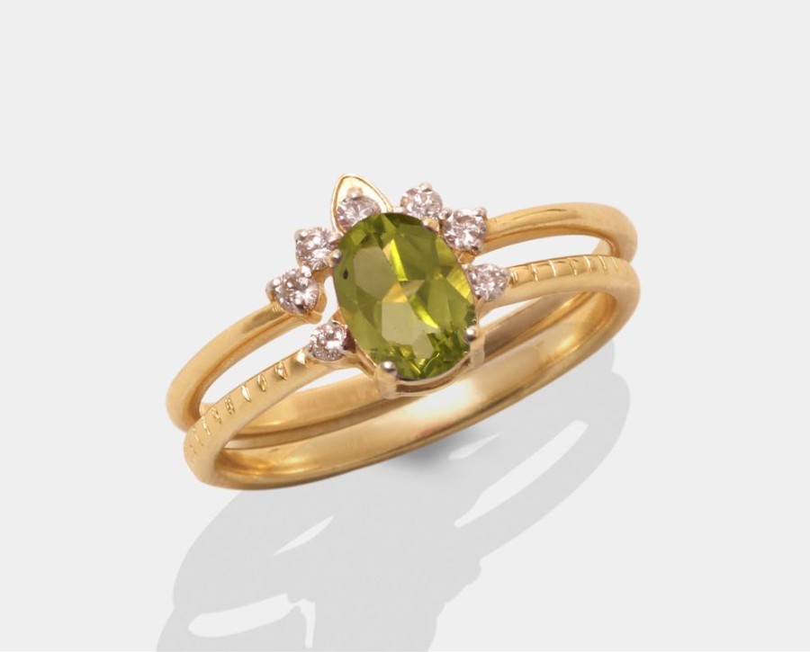 Joyeria Joyeria La Esmeralda Anillos Para Dama | Anillo Peridoto (Agosto) Con Ensamble De Corona Con Diamantes