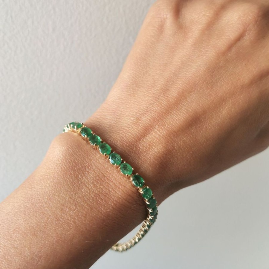 Joyeria Joyeria La Esmeralda Brazaletes Y Esclavas | Brazalete Para Dama Con Esmeralda