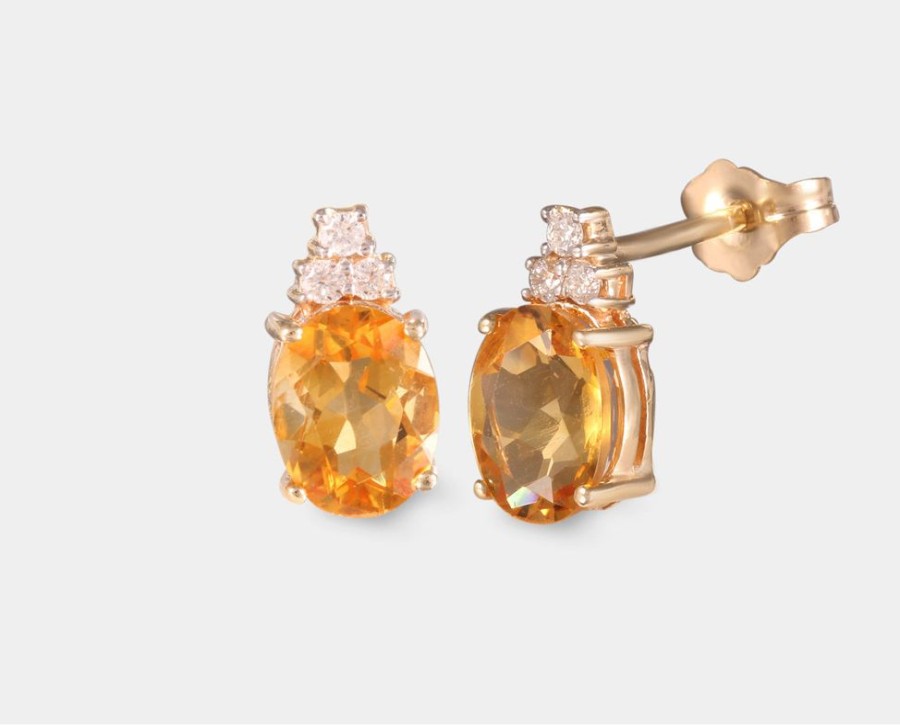 Joyeria Joyeria La Esmeralda Aretes | Aretes Con Citrina Y Diamantes