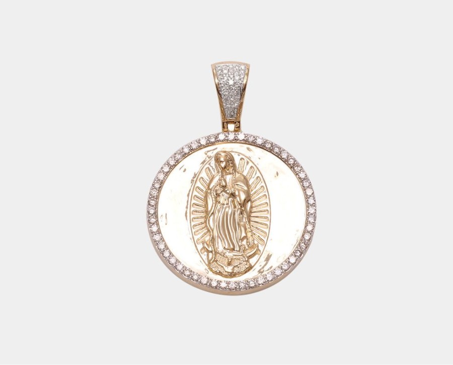 Joyeria Joyeria La Esmeralda Medallas | Medalla De Caballero Virgen De Guadalupe Con Diamantes