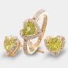 Joyeria Joyeria La Esmeralda Juegos | Juego Anillo Y Aretes Con Peridoto Y Diamantes