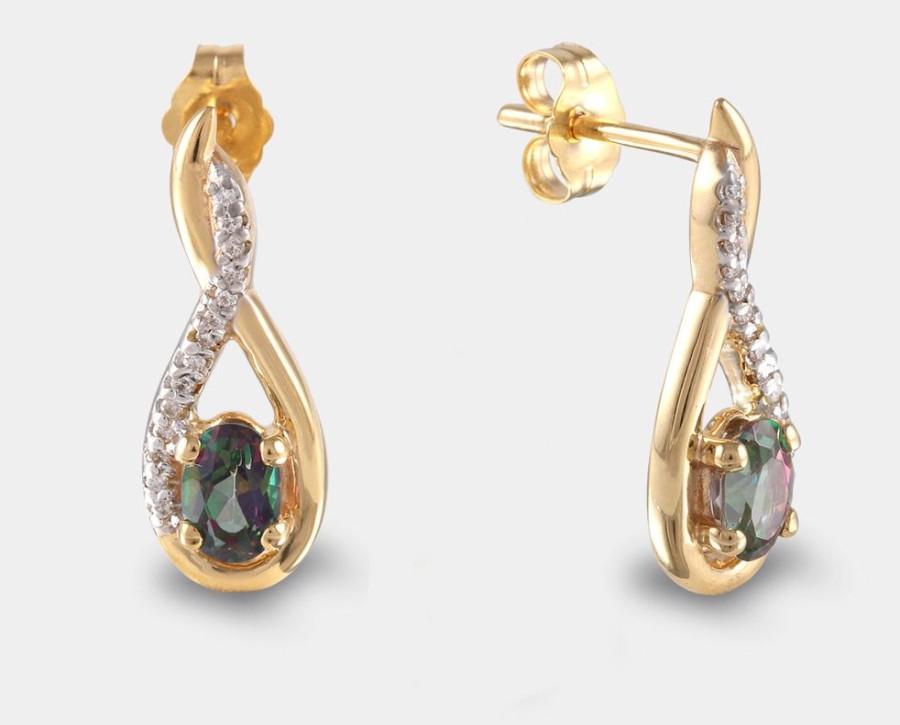 Joyeria Joyeria La Esmeralda Aretes | Aretes Con Topacio Mistico Y Diamantes