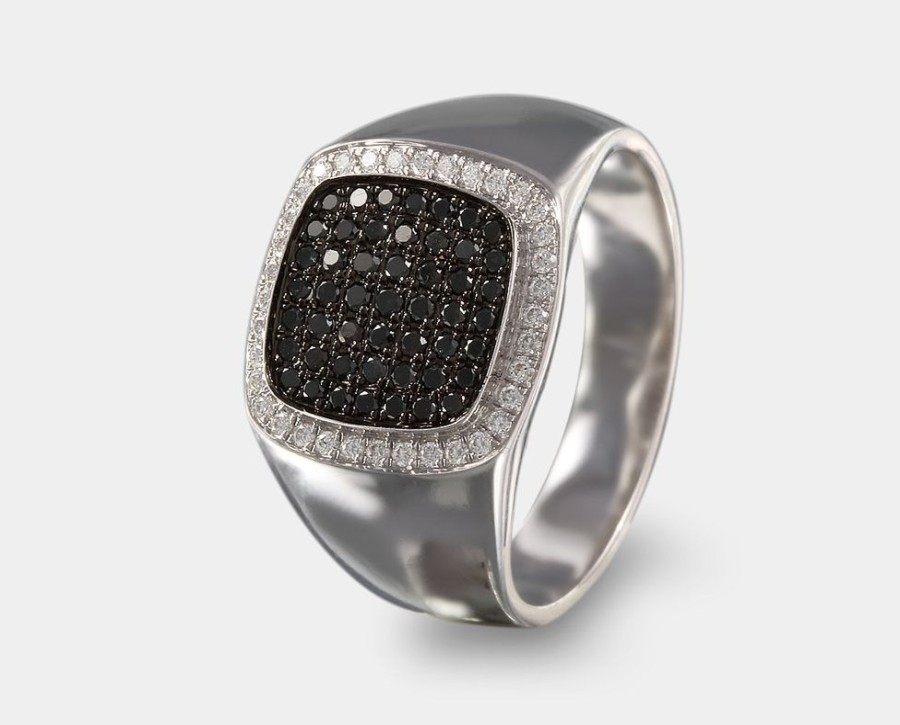 Joyeria Joyeria La Esmeralda Anillos Para Hombre | Anillo De Caballero Con Diamante Negro A48D-Mr15846B