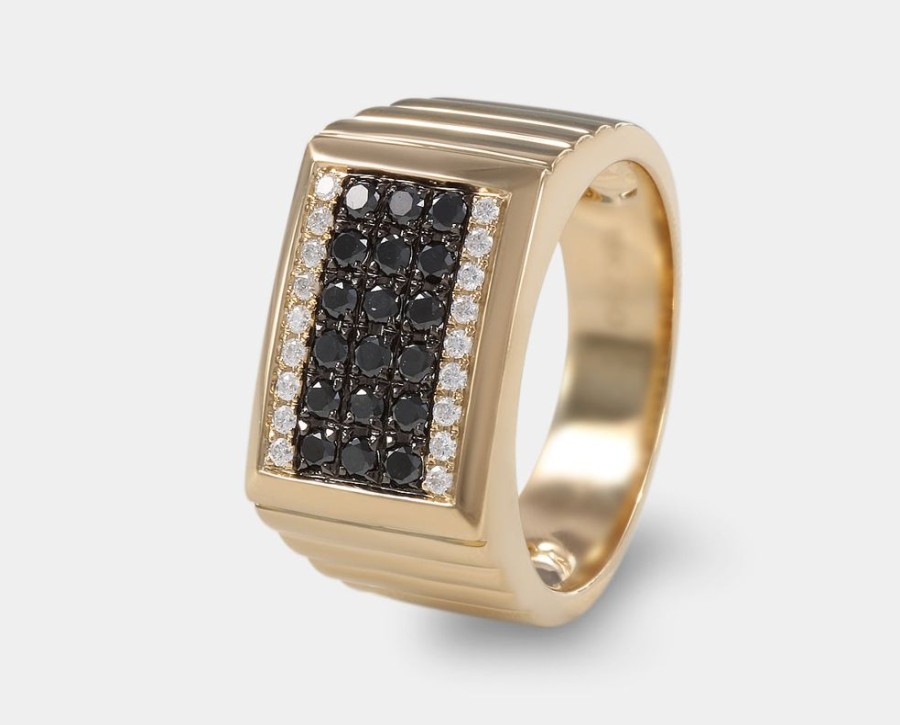 Joyeria Joyeria La Esmeralda Joyas Para Hombre | Anillo De Caballero Con Diamante Negro A48D-Mr17529A