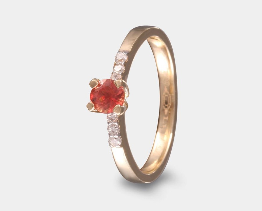 Anillos De Compromiso Joyeria La Esmeralda | Anillo Con Zafiro Naranja Y Diamantes