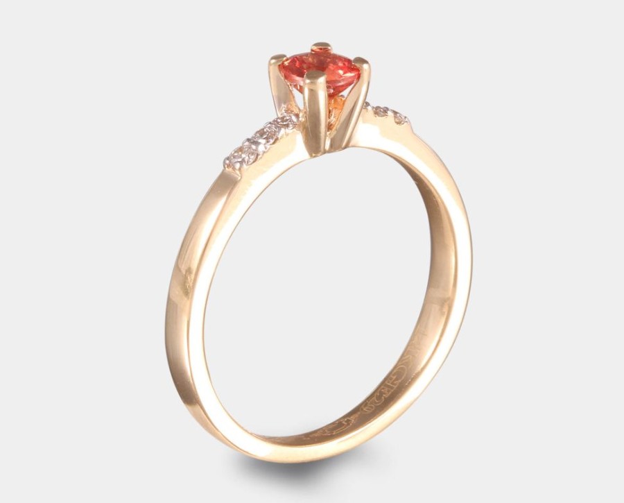 Anillos De Compromiso Joyeria La Esmeralda | Anillo Con Zafiro Naranja Y Diamantes