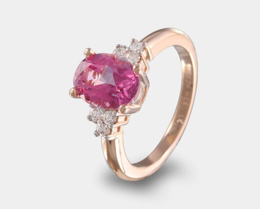 Anillos De Compromiso Joyeria La Esmeralda | Anillo Con Topacio Rosa Y Diamantes