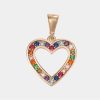 Joyeria Joyeria La Esmeralda Dijes | Dije Diseno Silueta Corazon Con Circonia Multicolor 10K D1Qb-Pp2285-01-X